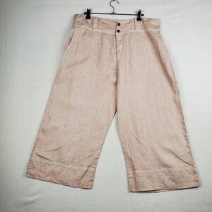 Shack Incorporated Capri Pants Women's Large Pink 100% Linen‎ High-Rise Wide Leg